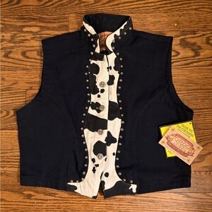 Gordon James Denim Company Black and White Cow Print Vest